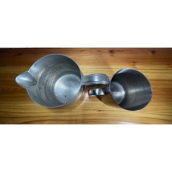 2 Pc Connecticut House Pewter Handcrafted Creamer Syrup Coffee Small Pitcher Set - Picture 7 of 7